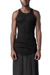Ribbed long tank top, Black