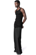 Ribbed long tank top, Black