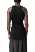 Ribbed long tank top, Black