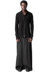 Zip-front thermal knit top, Black