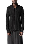 Zip-front thermal knit top, Black