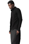 Zip-front thermal knit top, Black