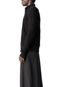Zip-front thermal knit top, Black