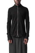 Zip-front thermal knit top, Black