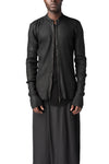 Coated zip-front knit cardigan, Black