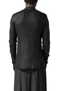 Coated zip-front knit cardigan, Black