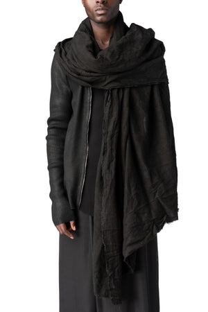 Julius_7 | AW26 - Camouflage jacquard stole, Black 957STU1, front view