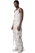 Ribbed long tank top, Plaster