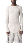 Ribbed crewneck long sleeve top, Plaster