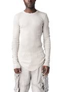 Ribbed crewneck long sleeve top, Plaster