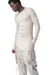 Ribbed crewneck long sleeve top, Plaster