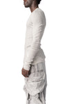 Ribbed crewneck long sleeve top, Plaster