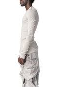 Ribbed crewneck long sleeve top, Plaster