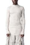 Ribbed high neck long sleeve top, Plaster