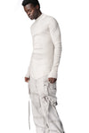Ribbed high neck long sleeve top, Plaster