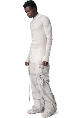 Julius_7 | AW26 - Ribbed high neck long sleeve top, Plaster 957CUM5