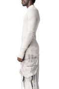 Ribbed high neck long sleeve top, Plaster