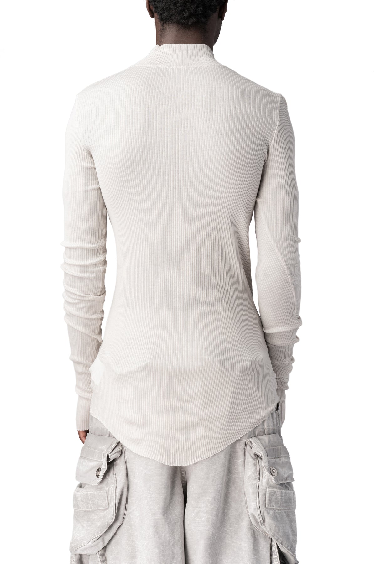 Julius_7 | AW26 - Ribbed high neck long sleeve top, Plaster 957CUM5