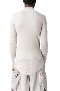 Ribbed high neck long sleeve top, Plaster