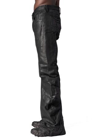 Julius_7 | AW26 - Coated denim flared jeans, Black 957PAM12