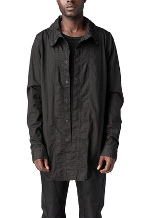 Julius_7 | AW26 - High collar twill shirt, Black 957SHM1