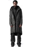 Hooded coated long coat, Black