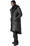 Hooded coated long coat, Black