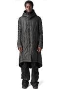 Hooded coated long coat, Black