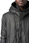 Hooded coated long coat, Black
