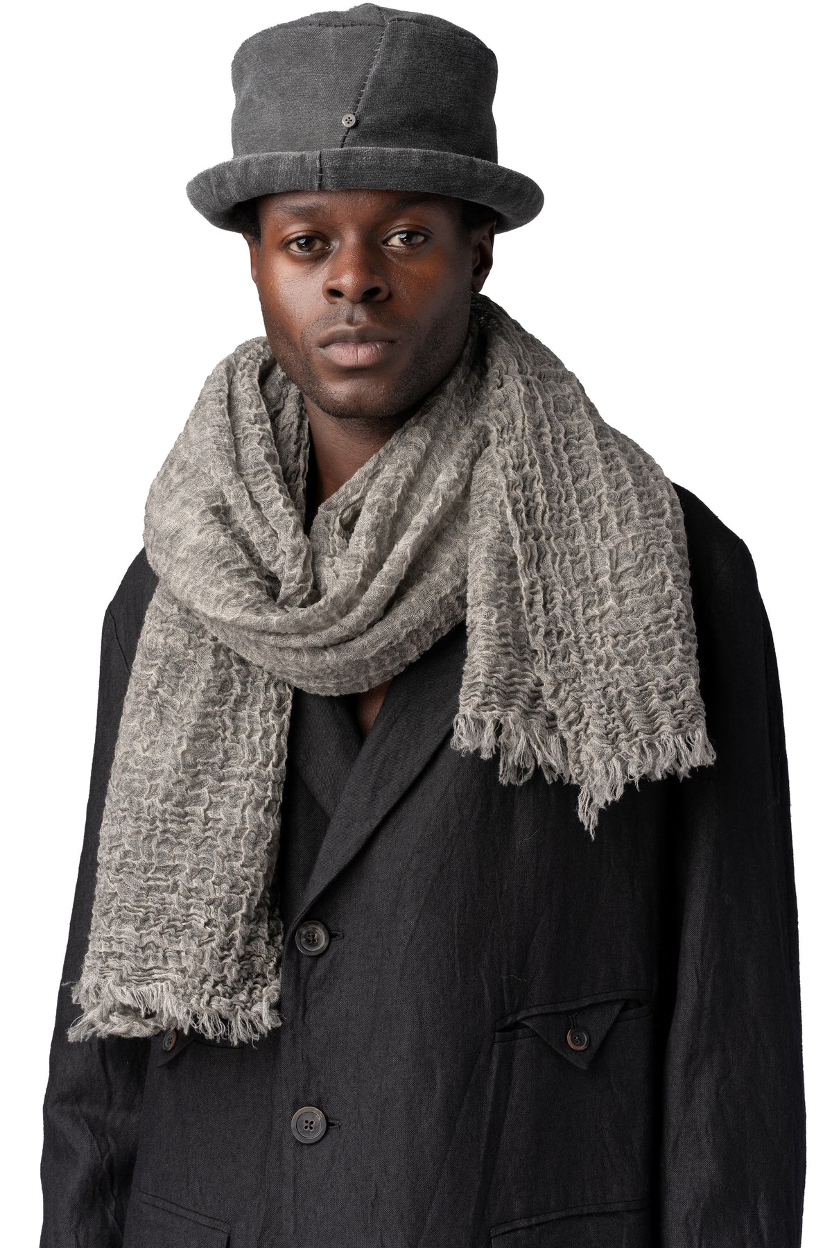 Forme D'Expression | AW26 - Cotton cupro derby hat, Carbon HH011, front view