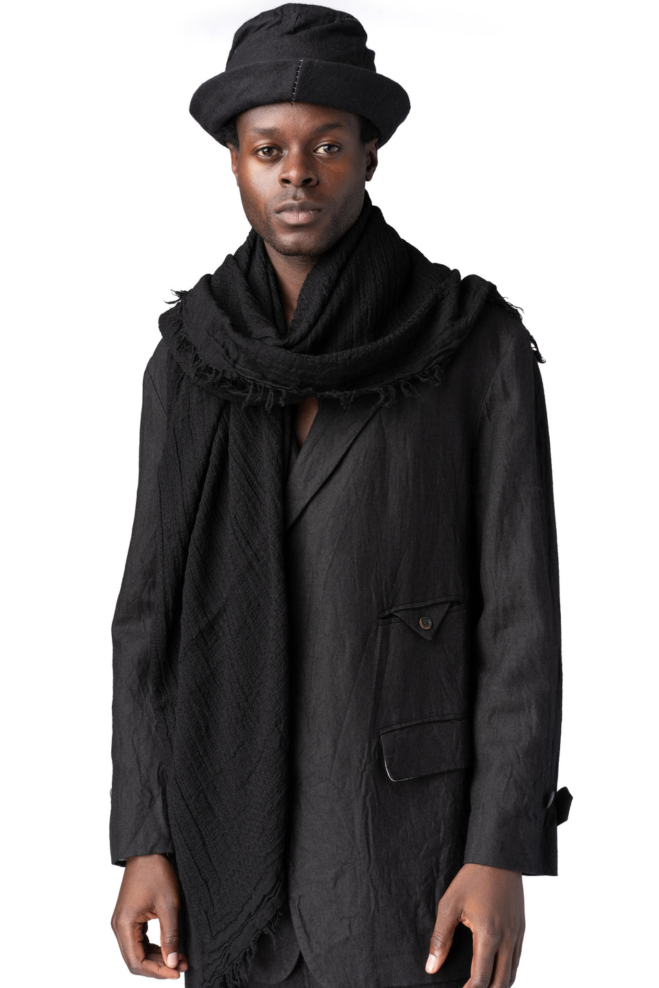 Skewed derby wool linen hat