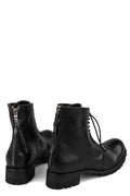 Washed calfskin lace-up zip ankle boots