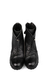 Washed calfskin lace-up zip ankle boots