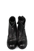 Washed calfskin lace-up zip ankle boots