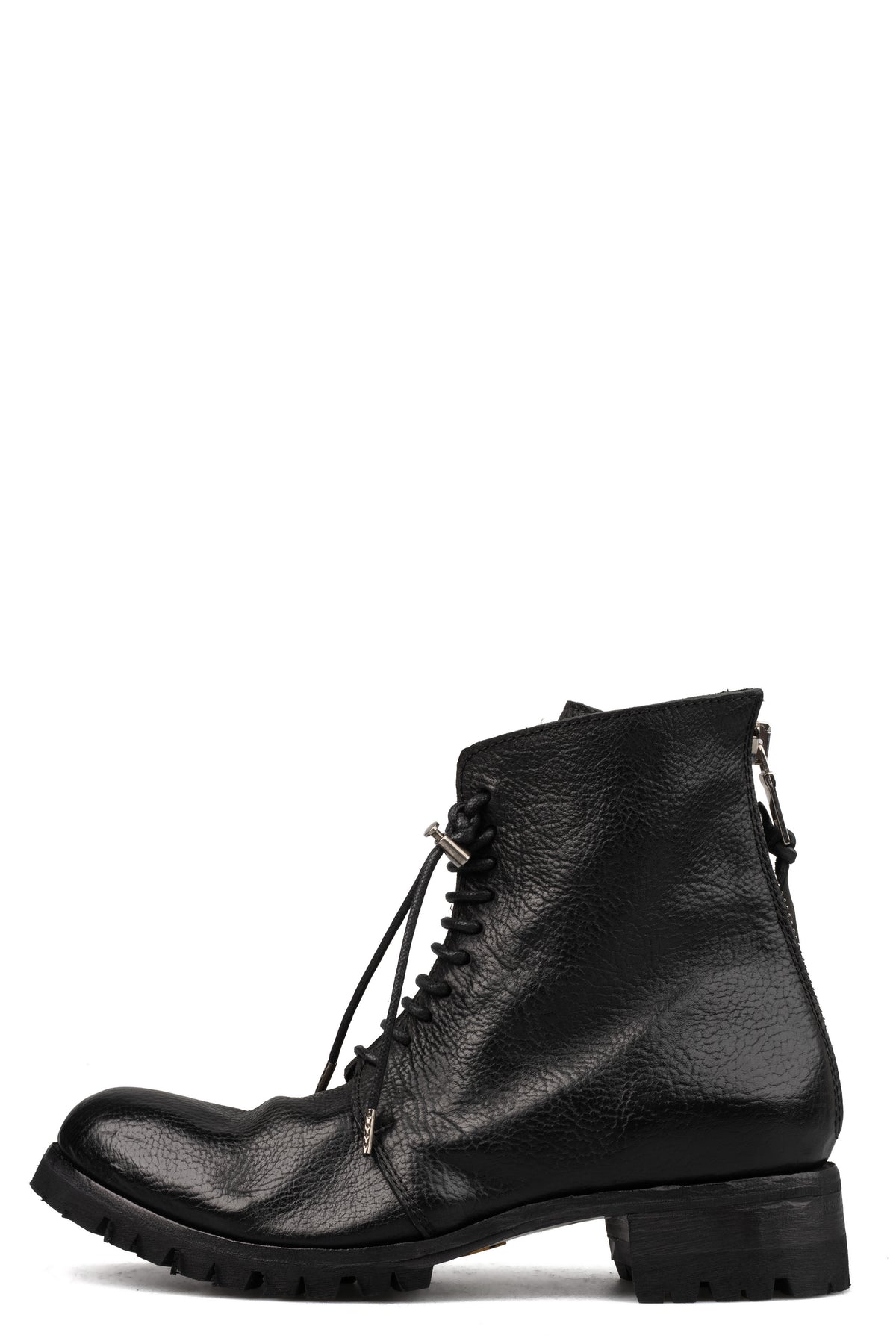 Washed calfskin lace-up zip ankle boots