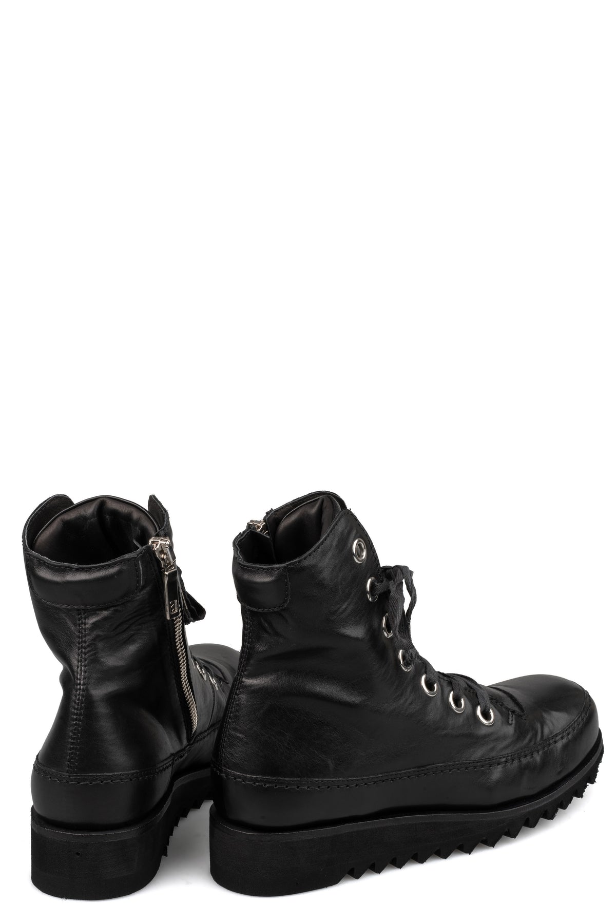 Horse leather high-top zip sneakers