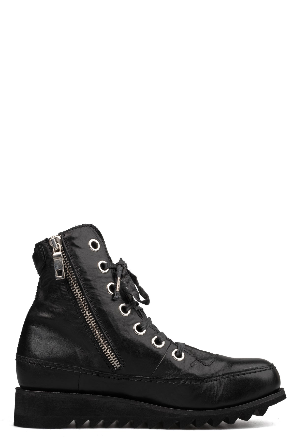 Horse leather high-top zip sneakers