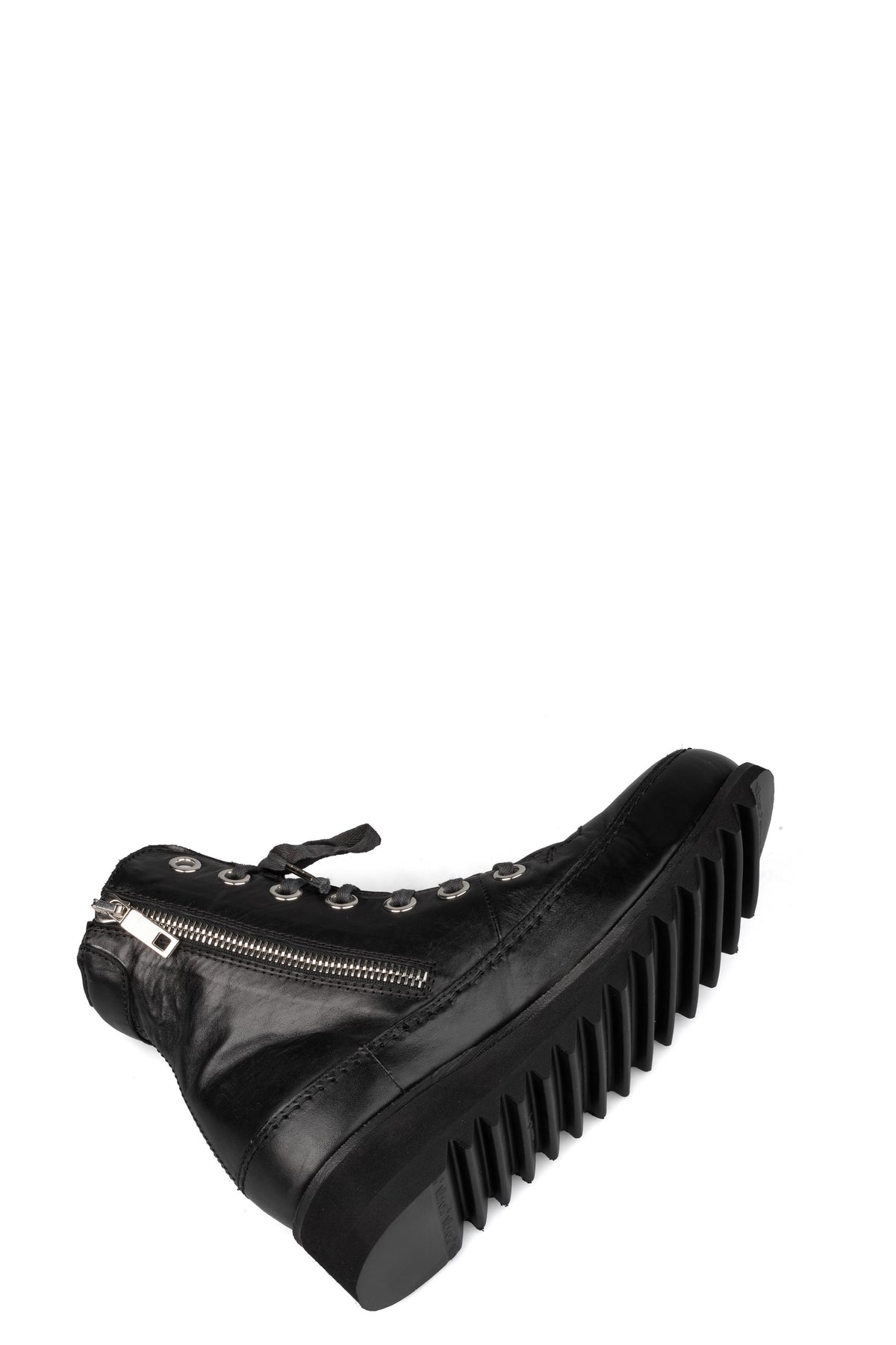 Horse leather high-top zip sneakers
