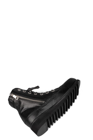 Horse leather high-top zip sneakers