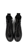 High top laced zip calf leather sneakers