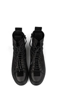 High top laced zip calf leather sneakers