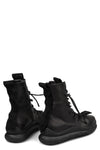 High top laced zip calf leather sneakers