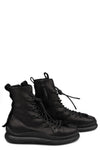 High top laced zip calf leather sneakers