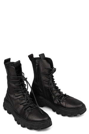 Laced calf leather zip combat boots | RIGHT BALANCE