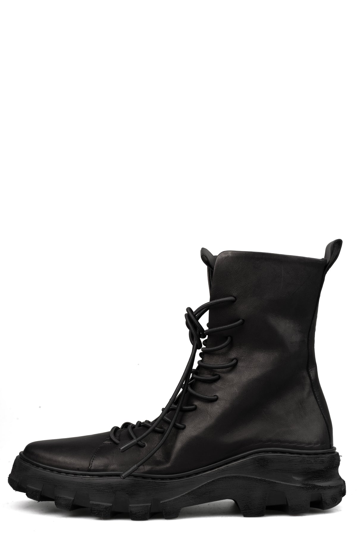 Laced calf leather zip combat boots | RIGHT BALANCE
