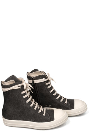 Sneaks coated canvas high top sneakers, Gravel/Milk/Milk