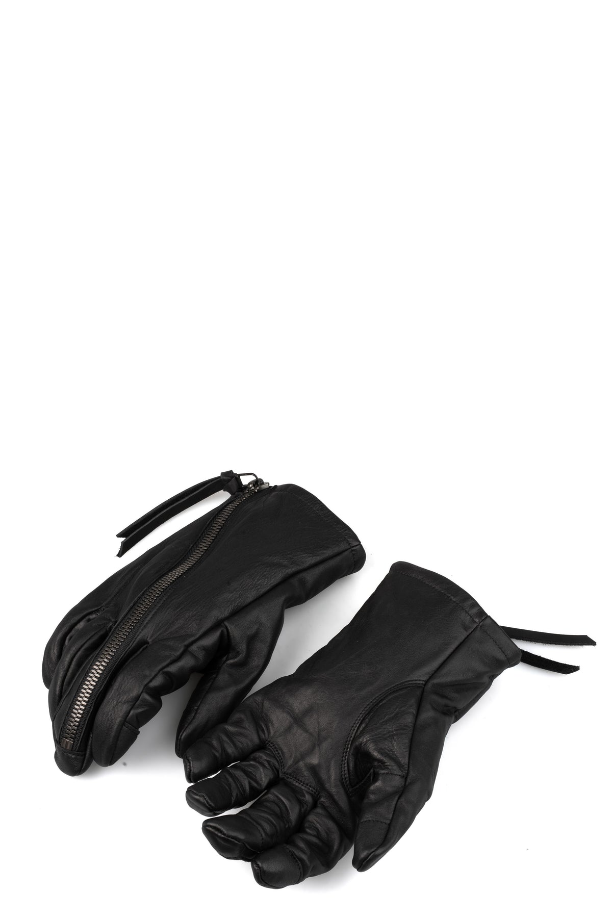Horse leather zip gloves, Black