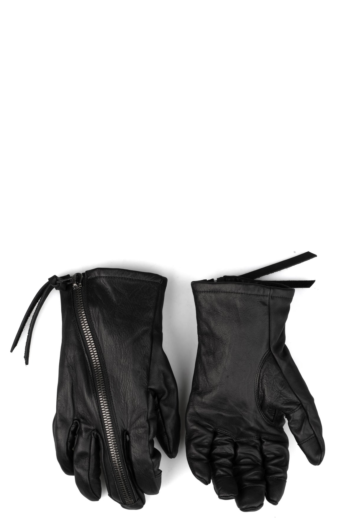 Horse leather zip gloves, Black