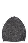 Ribbed knit wool blend hat, Black/ Grey melange