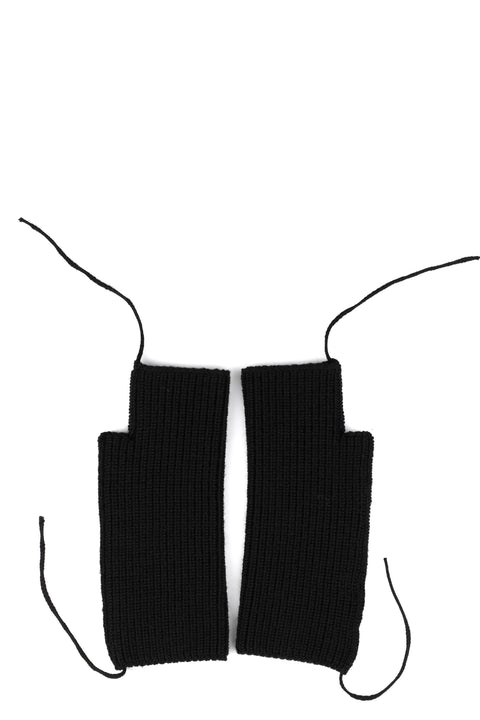Long ribbed wool gloves, Black